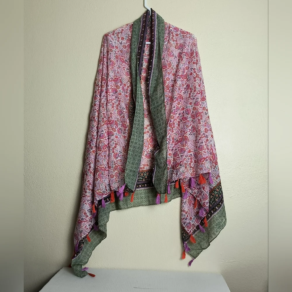 Vibrant Pink and Green Scarf Wrap